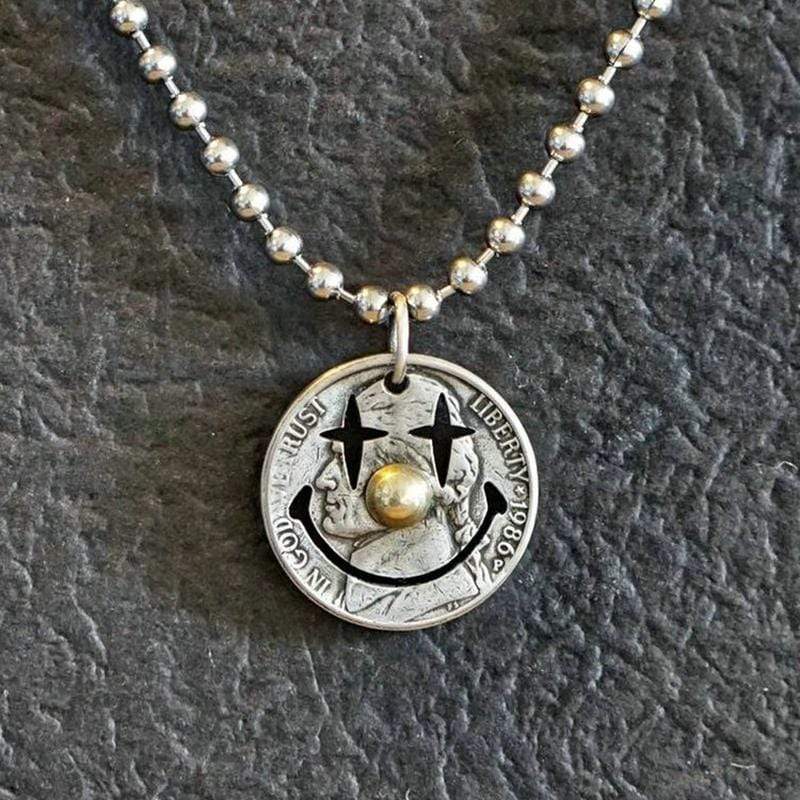 VINTAGE SMILEY CLOWN HANDMADE PENDANT
