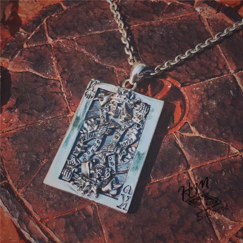 PUNK SPADE K POKER SILVER PENDANT