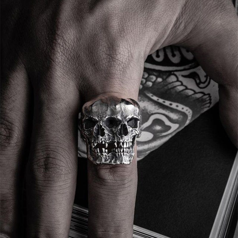 GOTHIC MENS SKULL STAINLESS STEEL RING