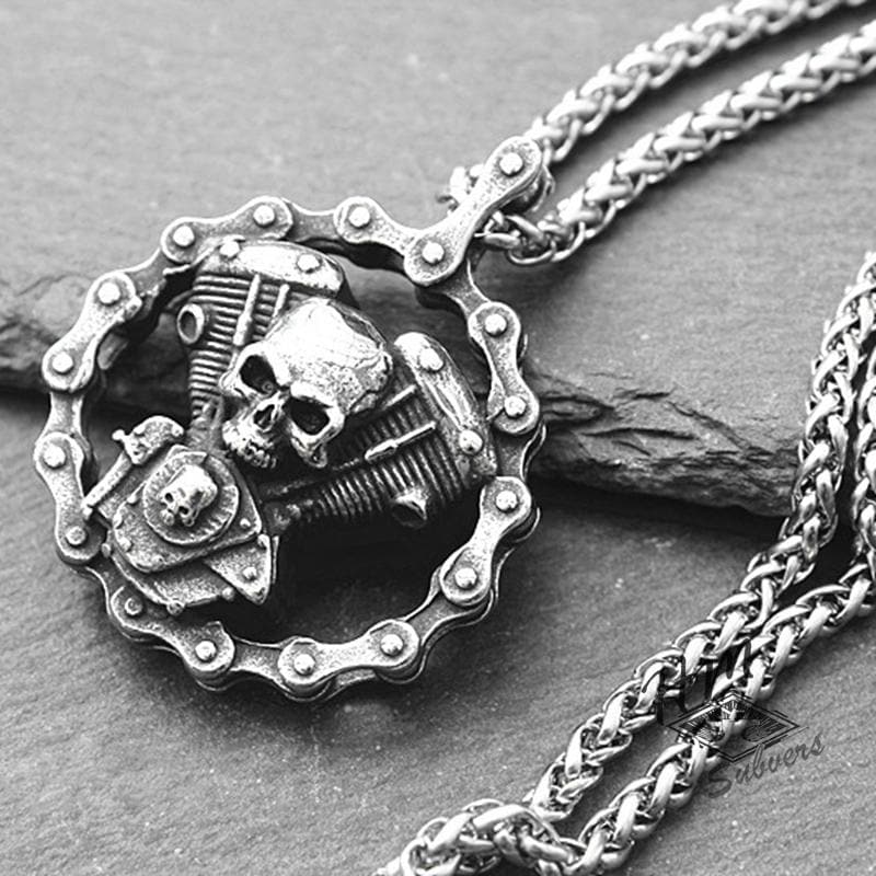 RETRO PUNK SKULL BIKER CHAIN PENDANT