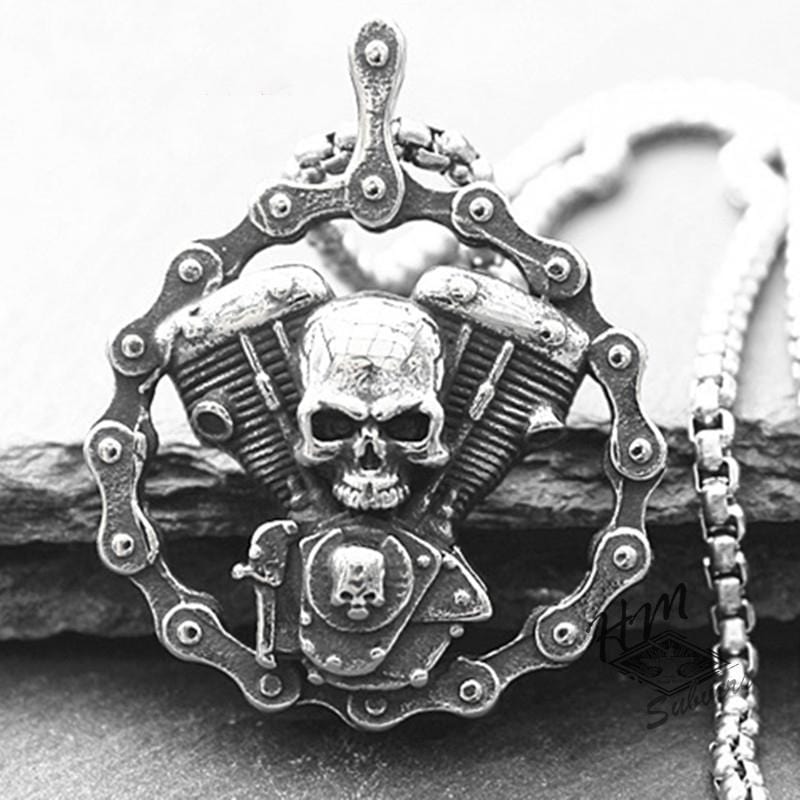 RETRO PUNK SKULL BIKER CHAIN PENDANT