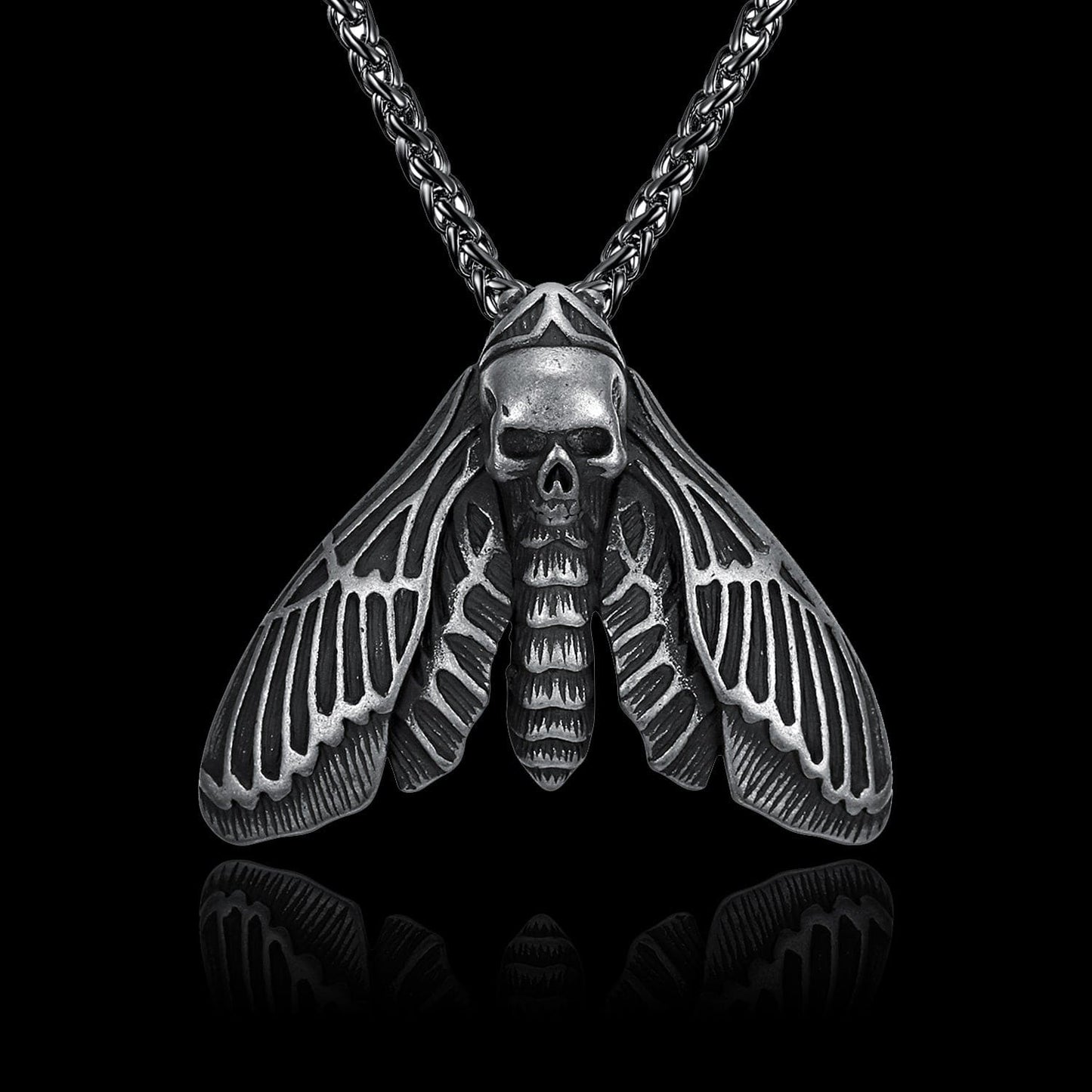 VINTAGE DEATH MOTH STAINLESS STEEL PENDANT
