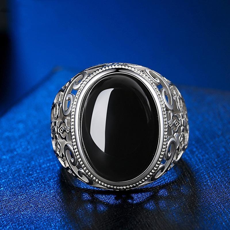 PUNK BLACK ONYX ADJUSTABLE RING