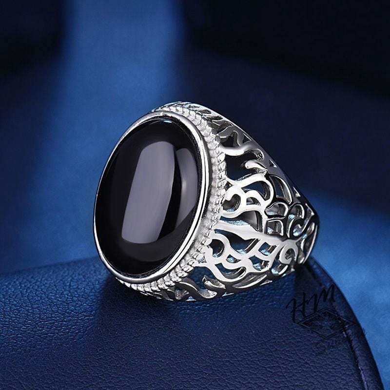 PUNK BLACK ONYX ADJUSTABLE RING