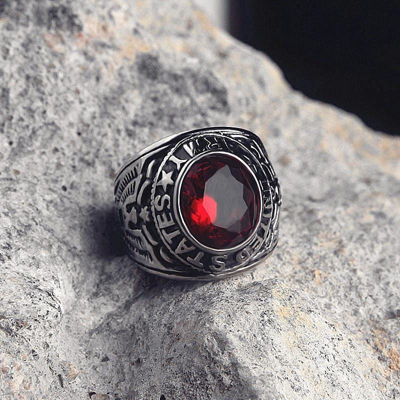 HIP HOP GEMSTONE MEN'S STAINLESS STEEL RING