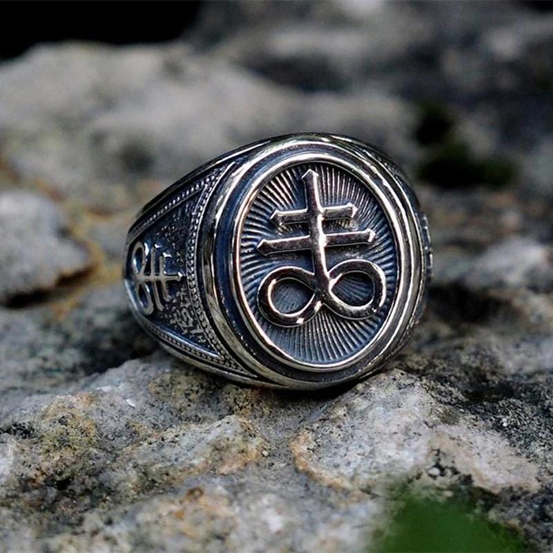 LEVIATHAN CROSS STAINLESS STEEL RING