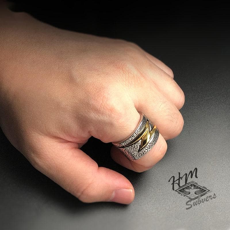 LIGHTNING MEN'S STAINLESS STEEL RING