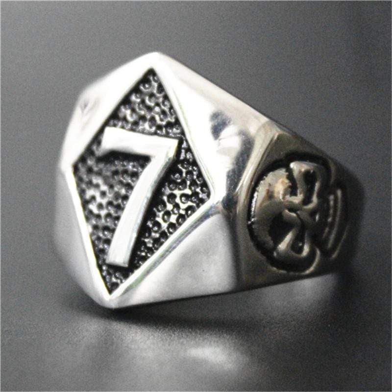 LUCKY 7 STAINLESS STEEL SKULL RING