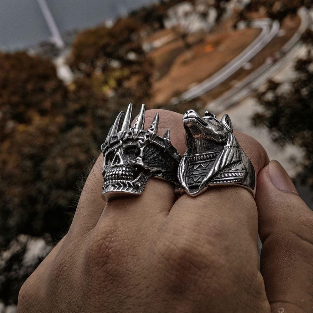 NOBILITY KING CROWN STAINLESS STEEL SKULL RING