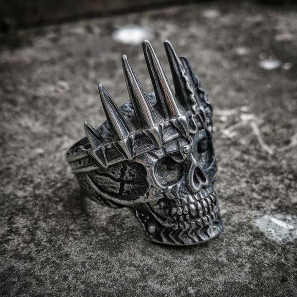 NOBILITY KING CROWN STAINLESS STEEL SKULL RING