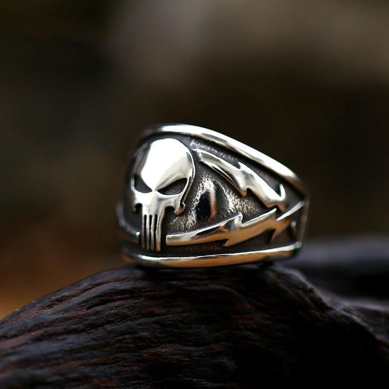 PUNK SKULL STAINLESS STEEL RING