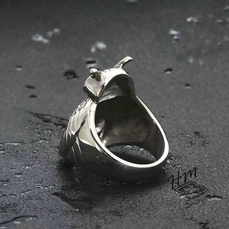 RETRO OWL STAINLESS STEEL RING