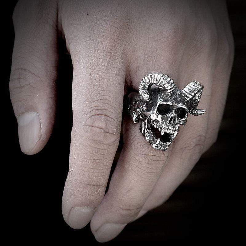 SATAN DEVIL SKULL STAINLESS STEEL RING