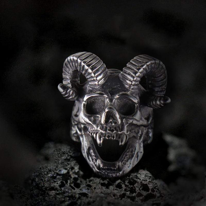 SATAN DEVIL SKULL STAINLESS STEEL RING