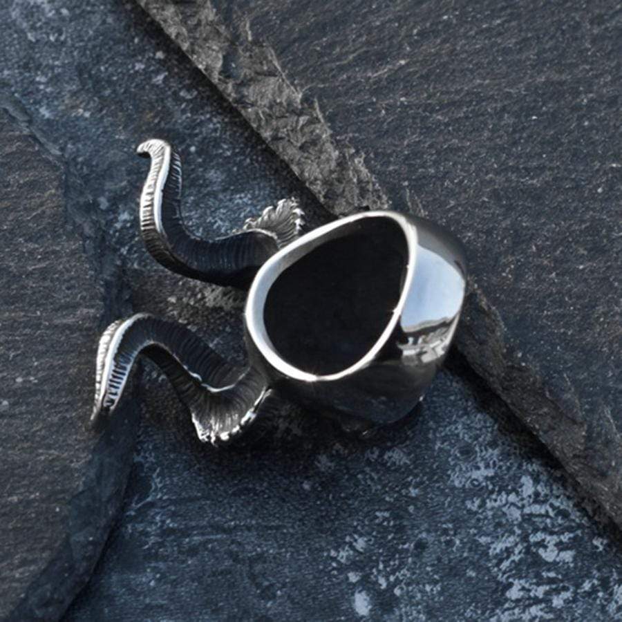 SKULL HORN STAINLESS STEEL RING