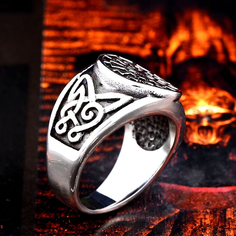 VIKING CARVED STAINLESS STEEL RING