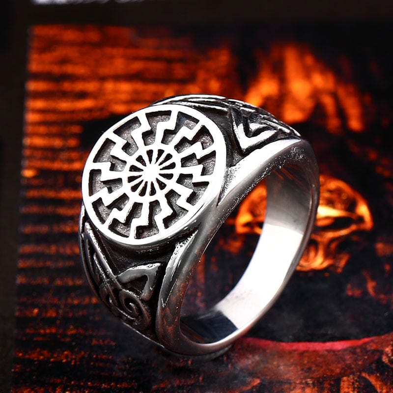 VIKING CARVED STAINLESS STEEL RING