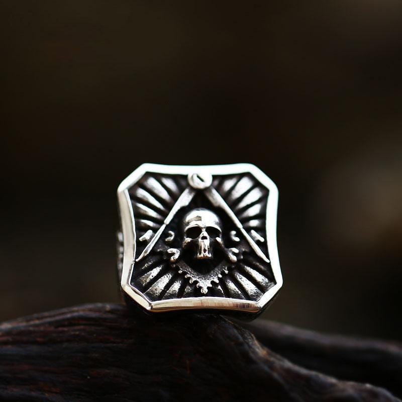 VINTAGE MASONIC SKULL STAINLESS STEEL RING