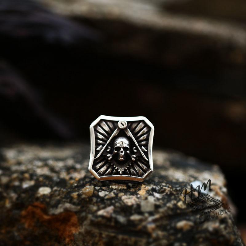 VINTAGE MASONIC SKULL STAINLESS STEEL RING