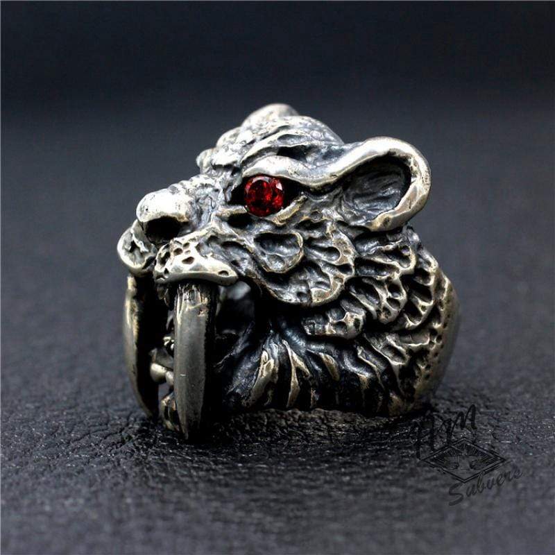 VINTAGE SABER TOOTH TIGER MASTODON RING