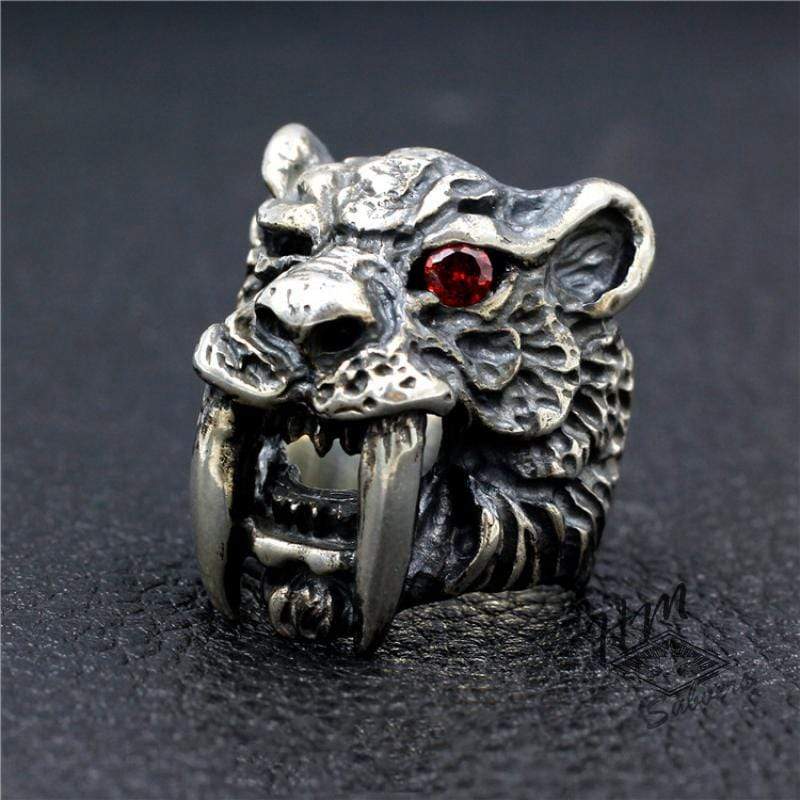 VINTAGE SABER TOOTH TIGER MASTODON RING
