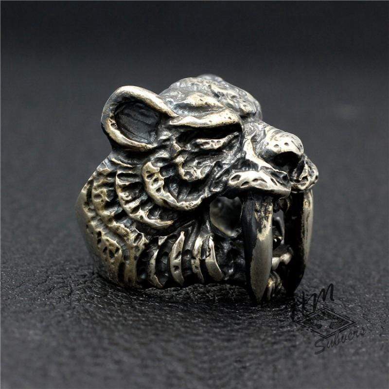 VINTAGE SABER TOOTH TIGER MASTODON RING