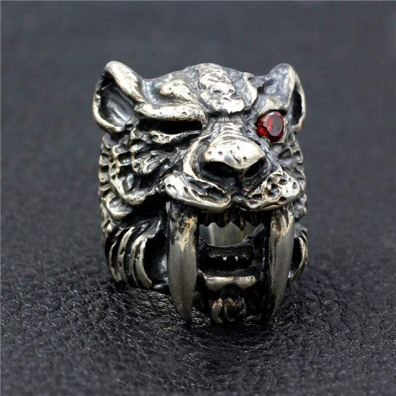 VINTAGE SABER TOOTH TIGER MASTODON RING