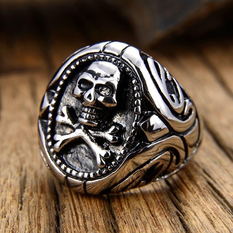 VINTAGE SKULL STAINLESS STEEL RING