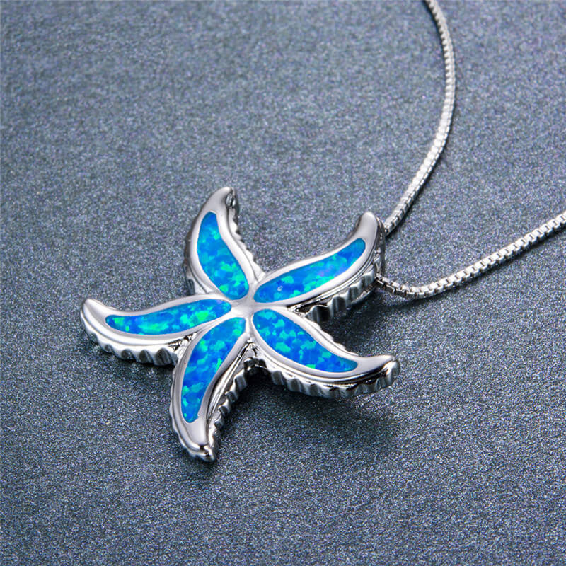 Blue Opal Starfish Necklace