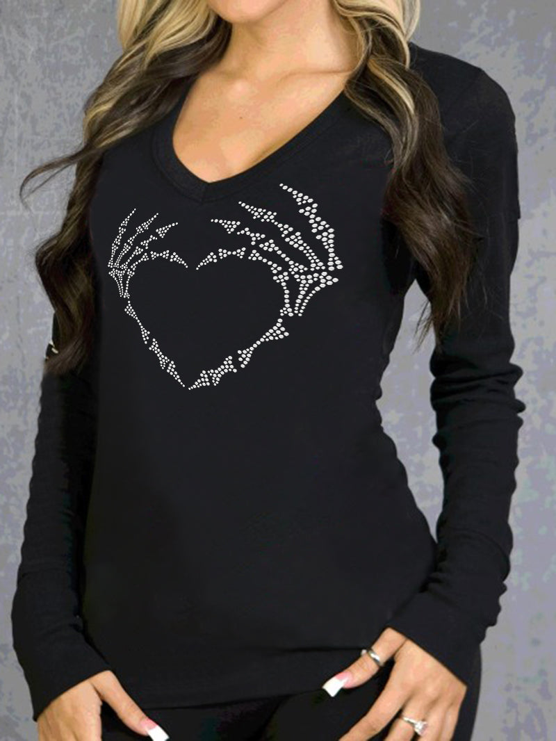 Valentine's Day Handbone Punk Print T-Shirt