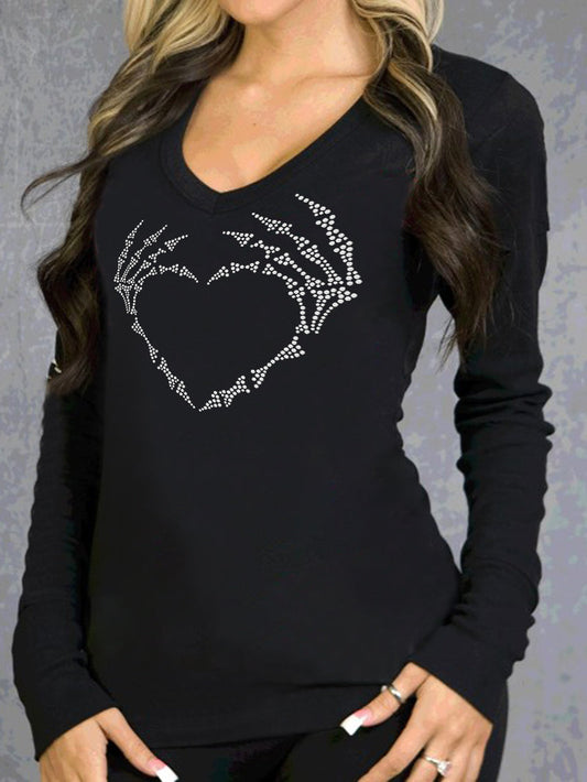 Valentine's Day Handbone Punk Print T-Shirt