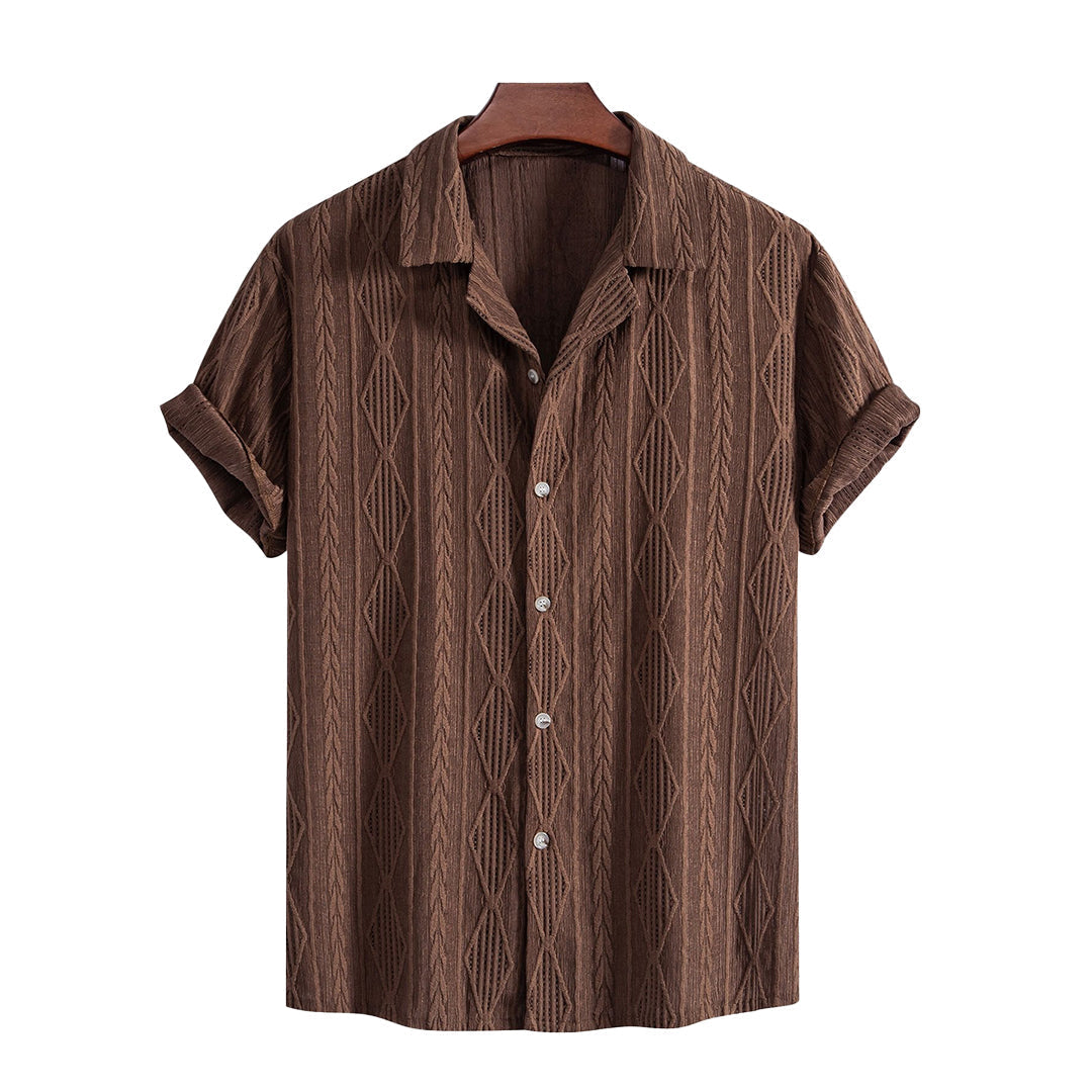 Noble Wear  Geometric Jacquard Cuban Shirt
