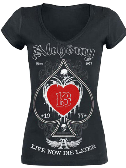 Street casual Crocodile print short-sleeved T-shirt