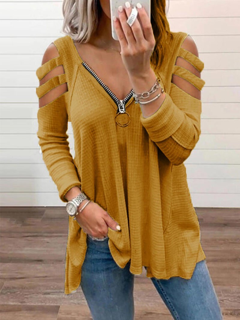 Women's Strapless V-neck Long Sleeve Blouses