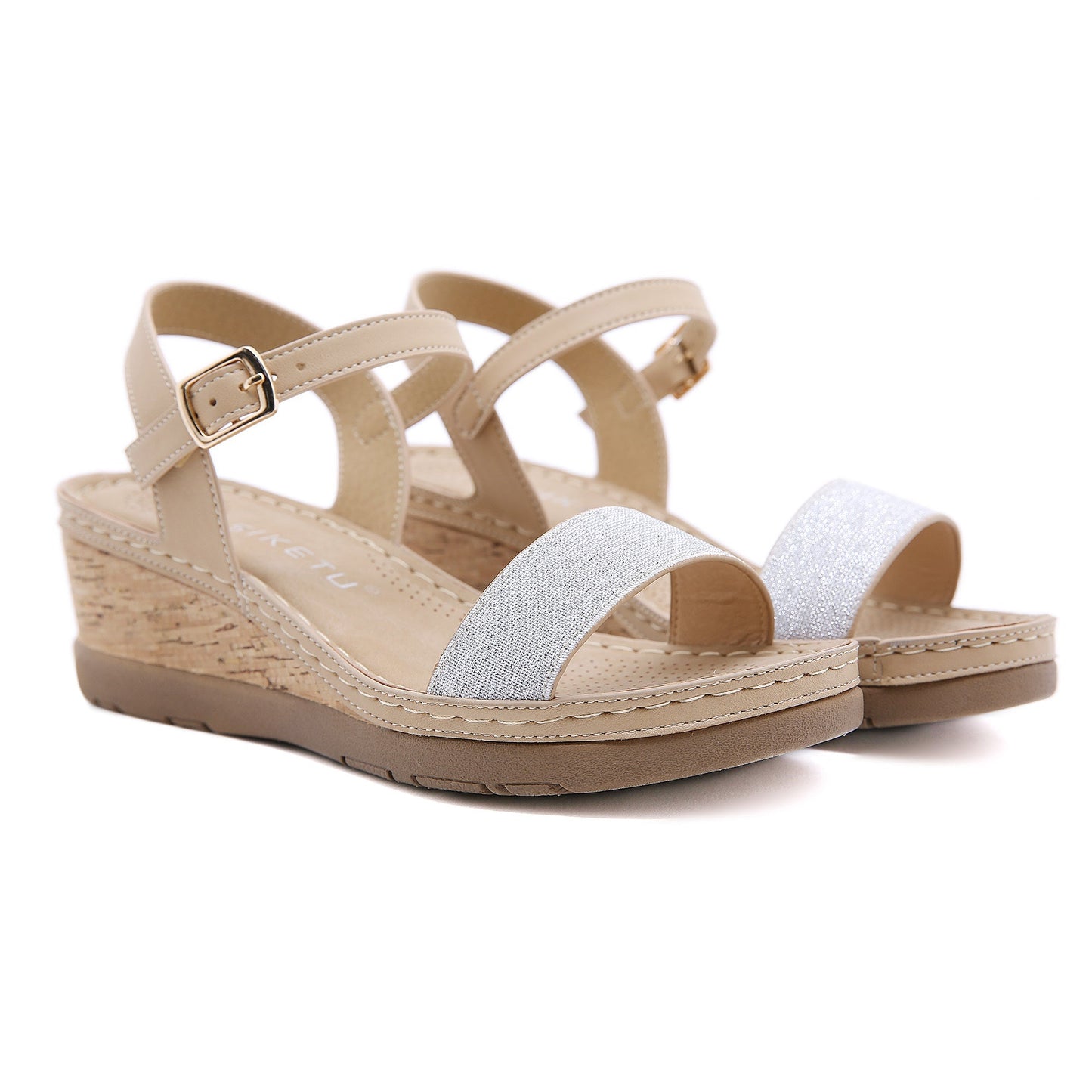 SIKETU | OPEN TOE WEDGE SLINGBACK - KHAKI