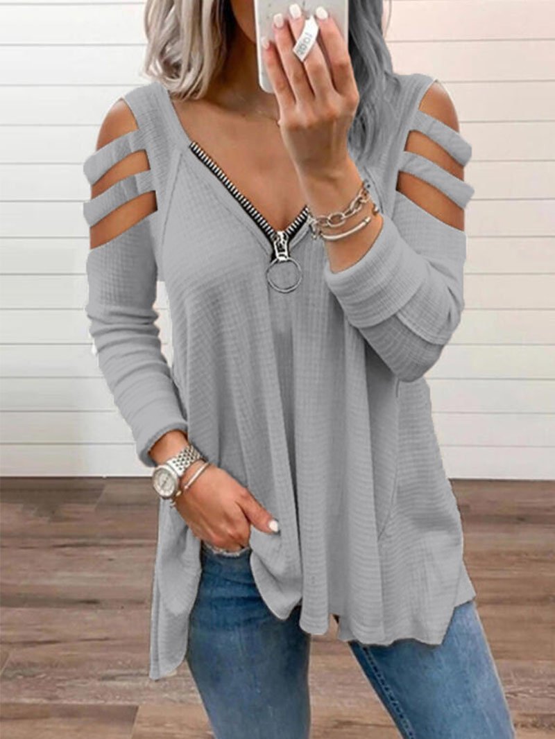 Women's Strapless V-neck Long Sleeve Blouses