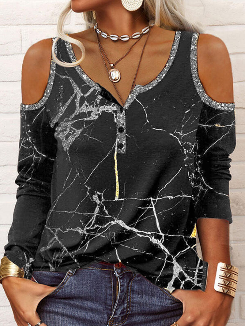 Crackle Print Off-the-shoulder Top