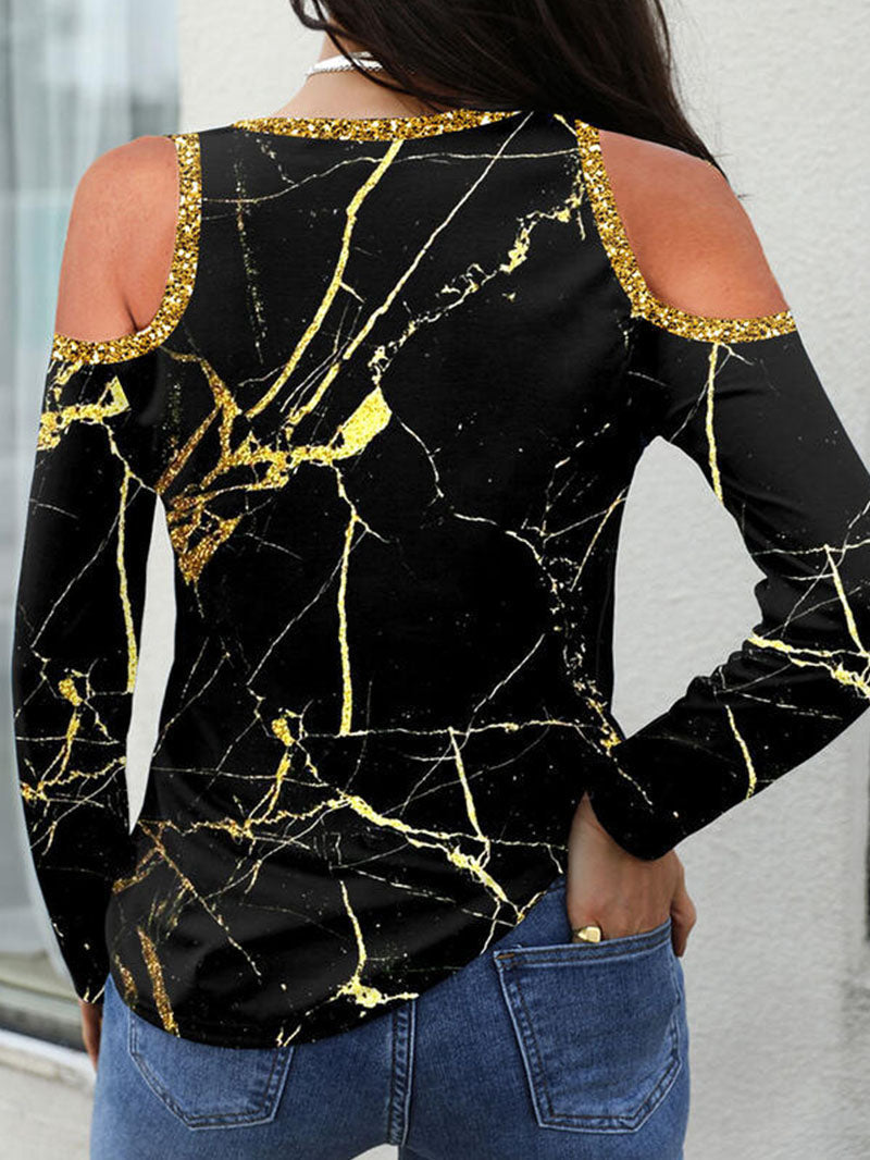 Crackle Print Off-the-shoulder Top