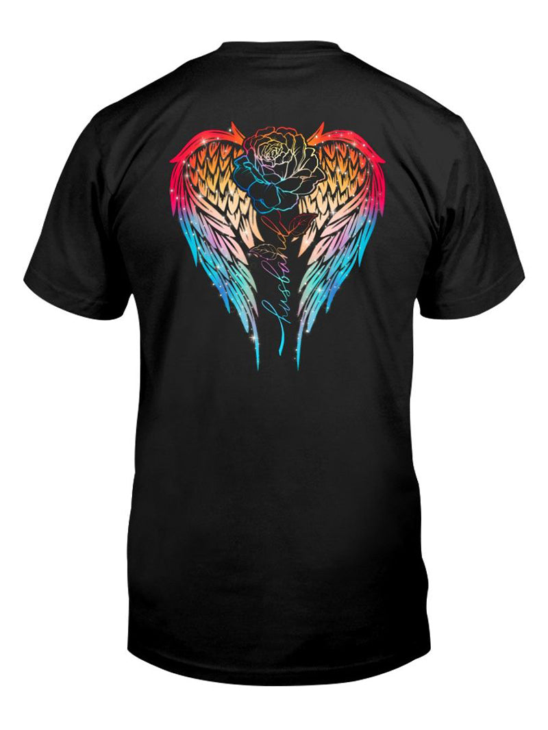 Fashion Colorful Wings Rose Printed T-Shirt