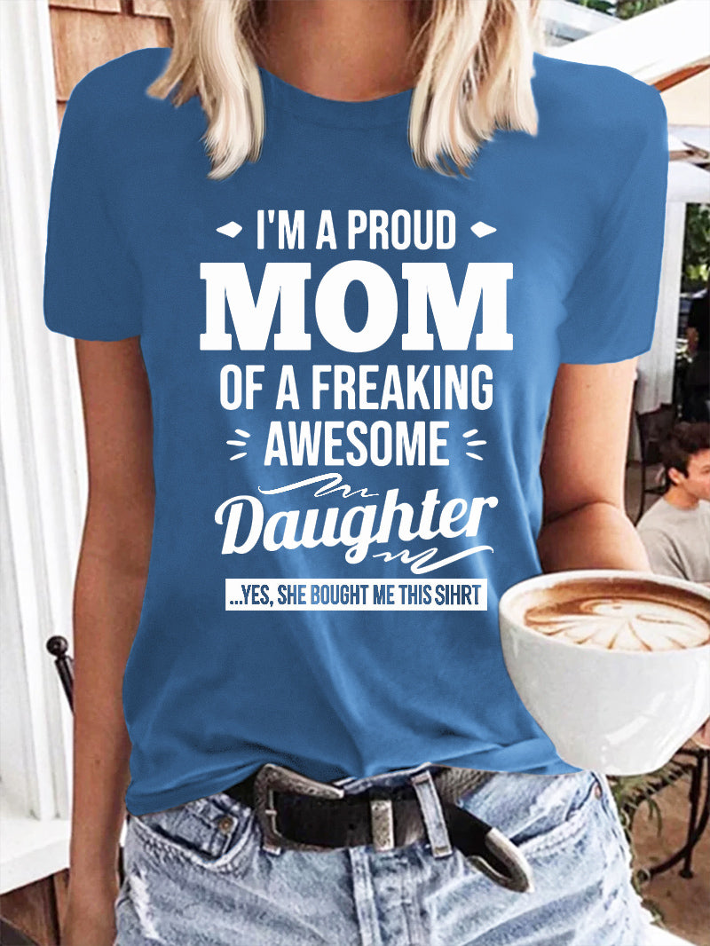 MOM AND DAUGHTER printed short-sleeved women's funny T-shirt