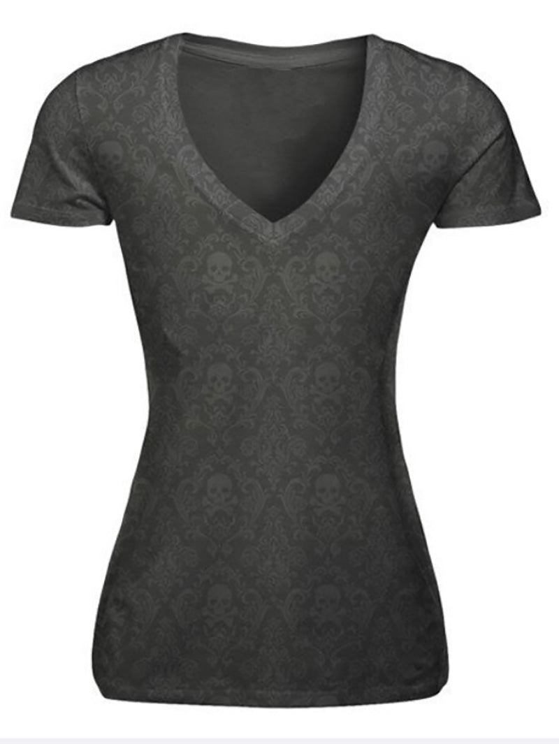 Women's Skull Angel Print T-shirt