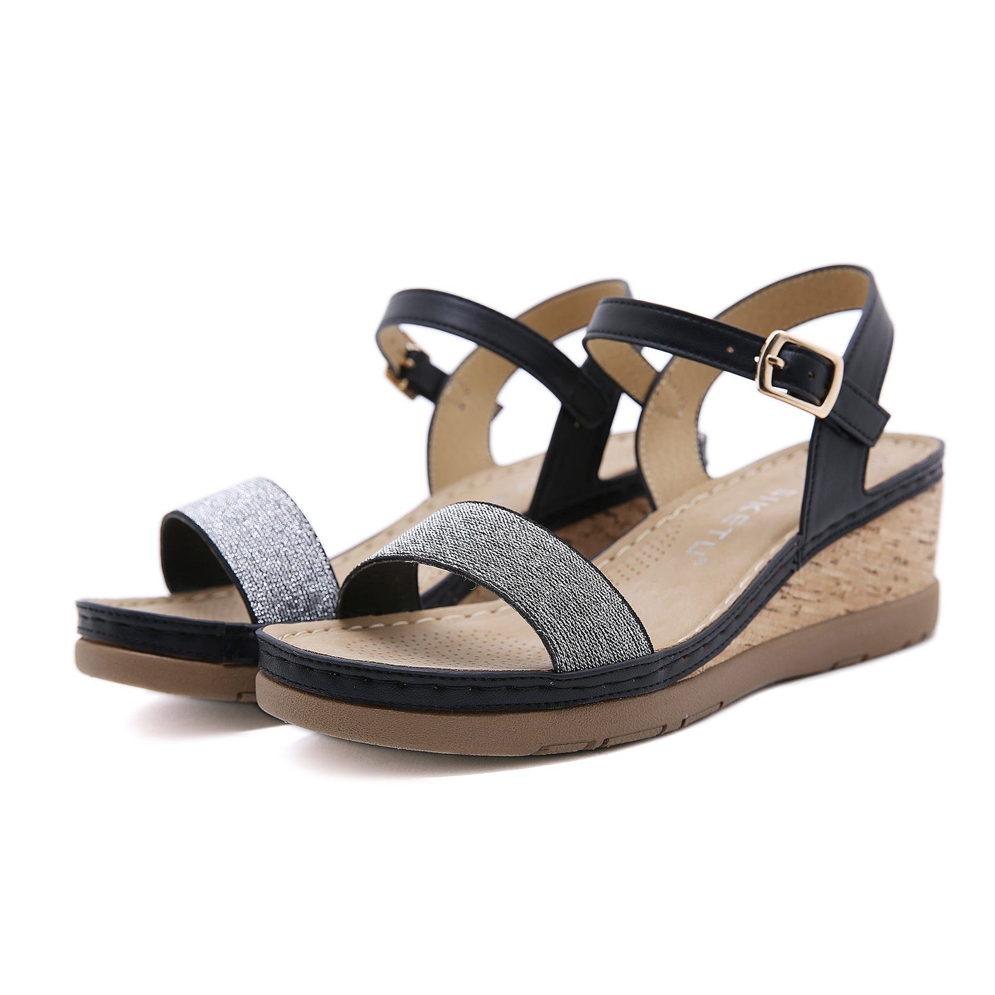 SIKETU | OPEN TOE WEDGE SLINGBACK - BLACK