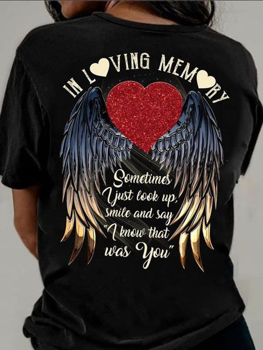 Loving Heart Wings Printed T-Shirt
