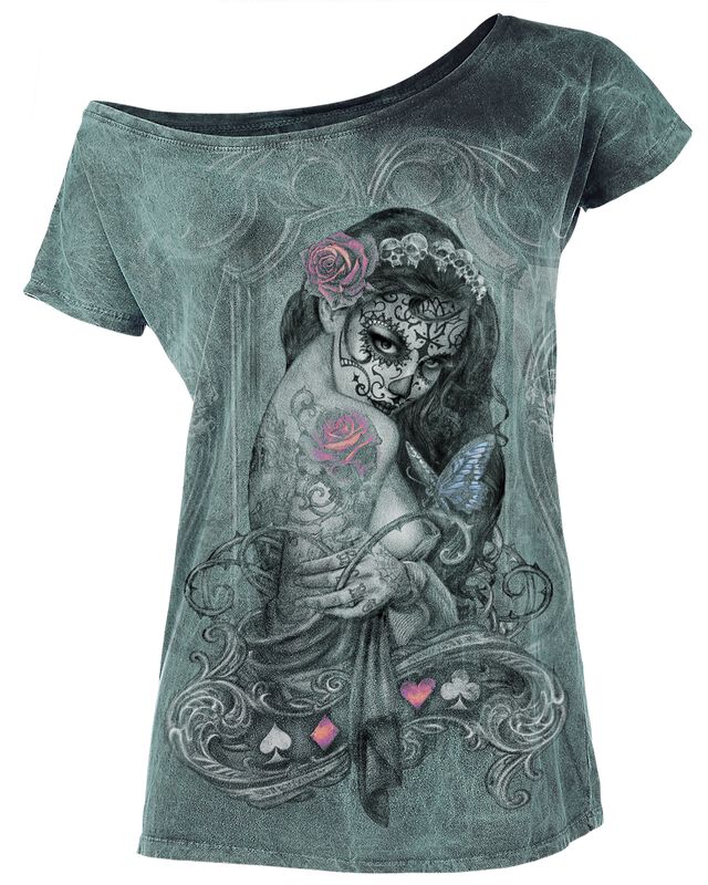 Spooky Pattern Printed Punk T-Shirt
