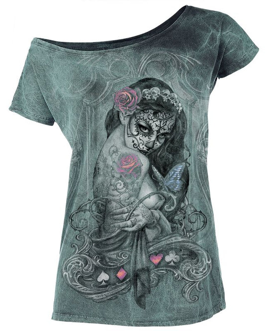 Spooky Pattern Printed Punk T-Shirt