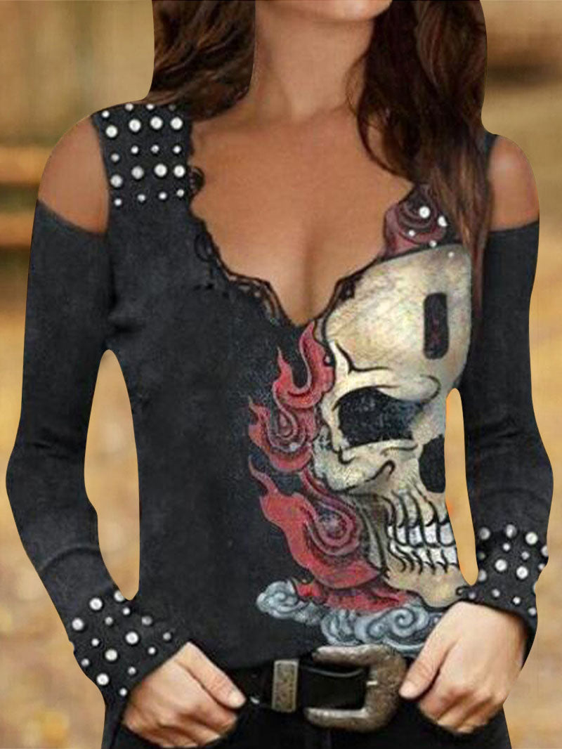Punk Fierce Skull Deep-V T-Shirt