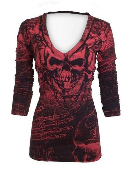 Skull Gothic Style Long Sleeve T-Shirt