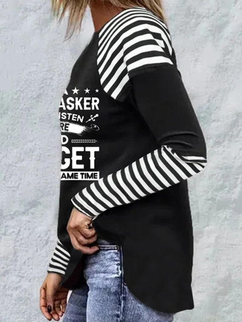 Striped Loose Casual Round Neck Blouse