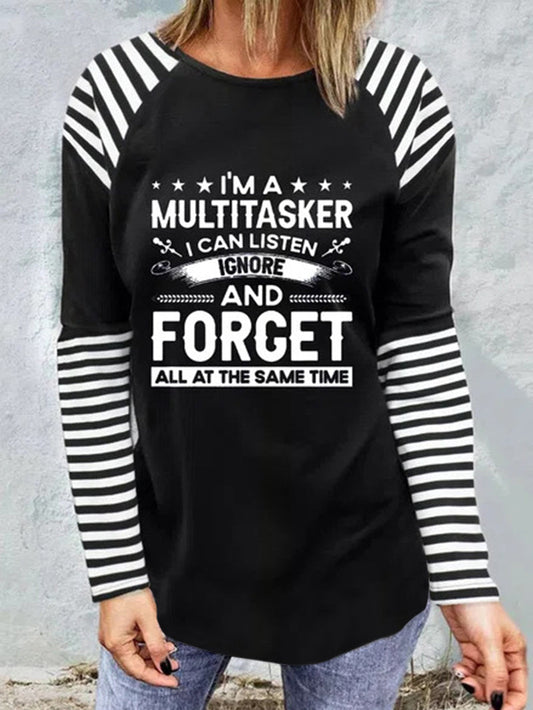 Striped Loose Casual Round Neck Blouse