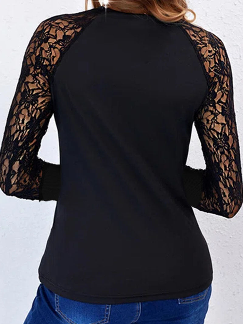 Lace Stitching Long-sleeved Top